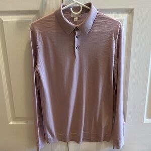 Men’s lavender slim fit medium 100% wool polo sweater